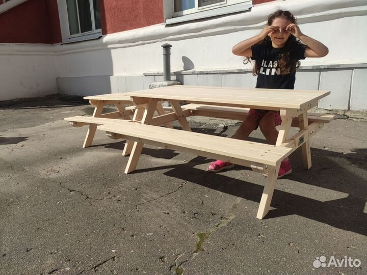 Стол с лавками детский