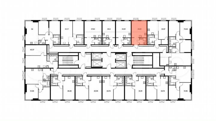 Квартира-студия, 23,9 м², 32/33 эт.