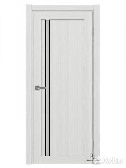 Дверь межкомнатная апс 527 черные молдинги, белый