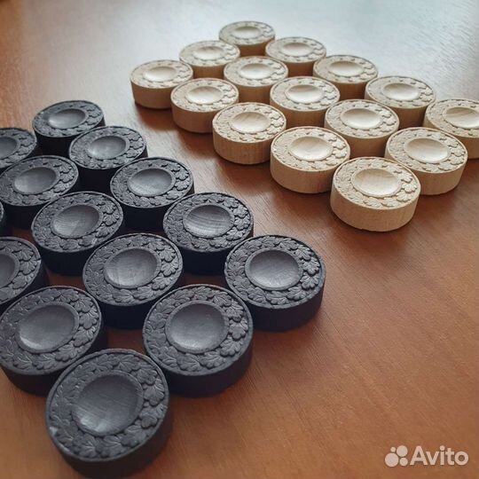 Шашки из дерева комплект Премиум