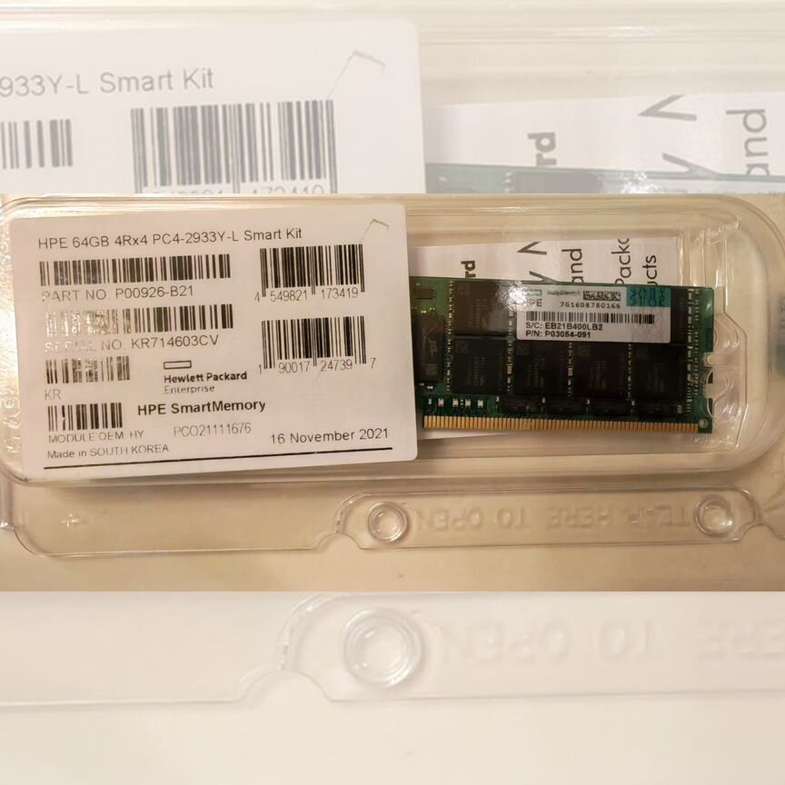 [P03054-091] Ecc Reg Lrdimm 64 2933 Hpe P00926-B21 P03054-091