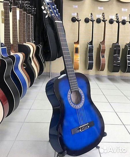 Гитара сине - чёрная 6 струн