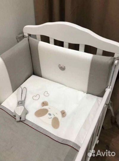 Бортики в кроватку+постельное белье