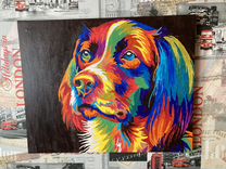 Картина на холсте радужная собака