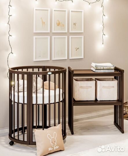 Овальная круглая кроватка трансформер 8в1