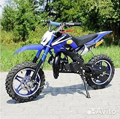 Детский бензиновый мотоцикл 50 см3 синий