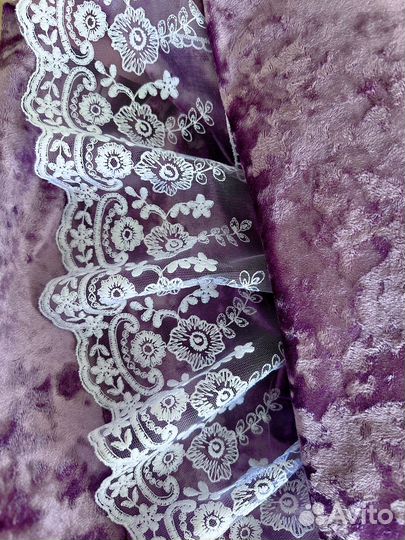 Кружево ажурное вышивка на сетке чисто белое 14 см