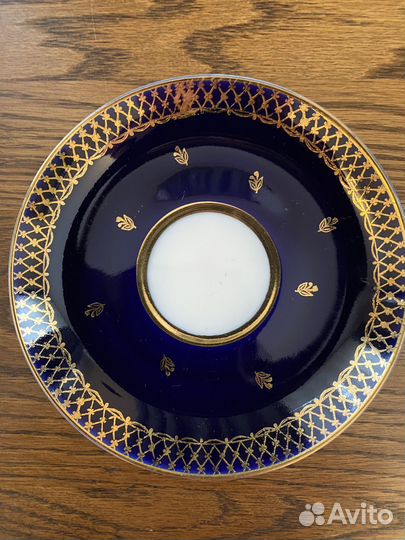 Чайная пара Золотой лотос Кобальт времен СССР