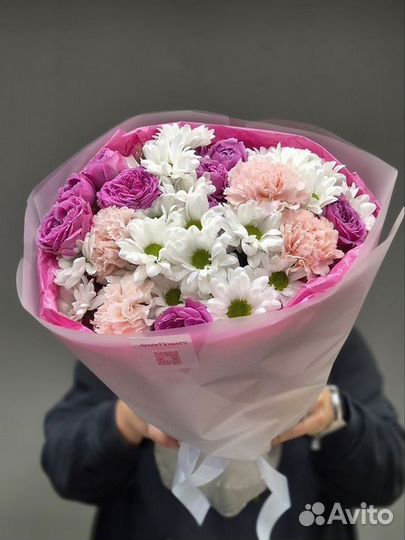 Роза пионовидная,хризантема кустовая,букет роз