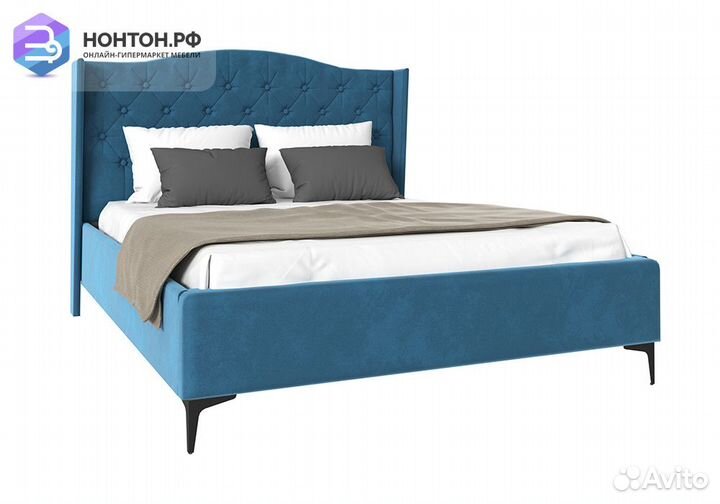 Кровать Флоренция велюр синий