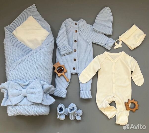 Вязанное одеяло на выписку