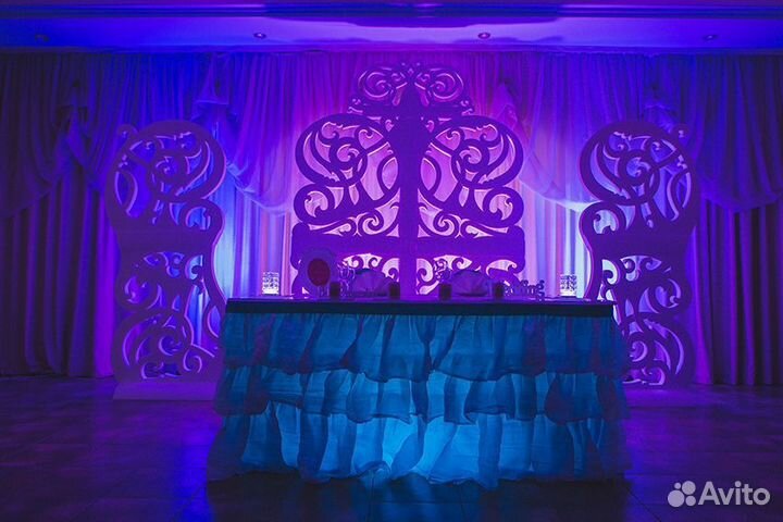 Архитектурная подсветка стен шатра банкетного зала