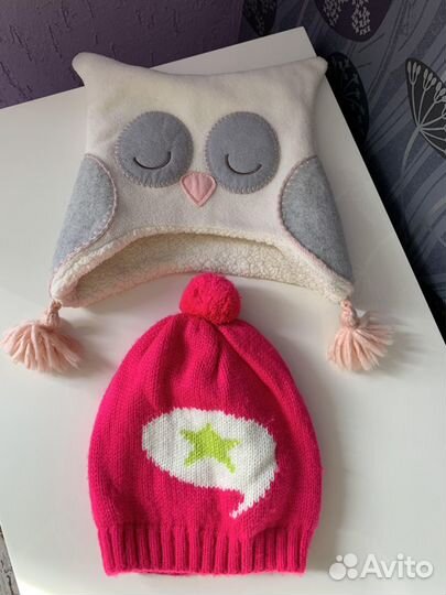 Шапочки утеплённые на девочку babyGap(USA) ог 49см