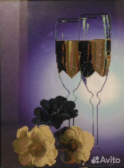 Багет рама со стеклом Алмазная мозаика вышивка