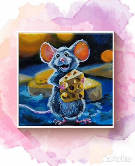 Картина маслом на холсте. Мышонок