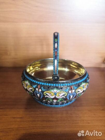 Конфетница серебро эмаль 84 проба