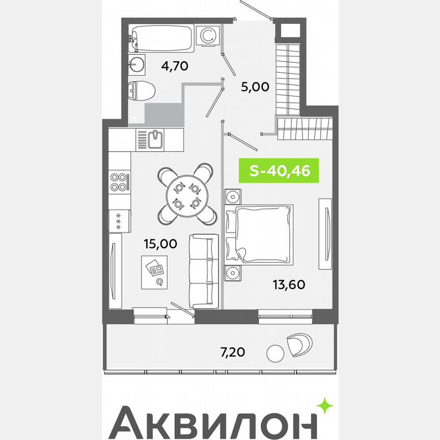 1-к. квартира, 40,5 м², 11/12 эт.