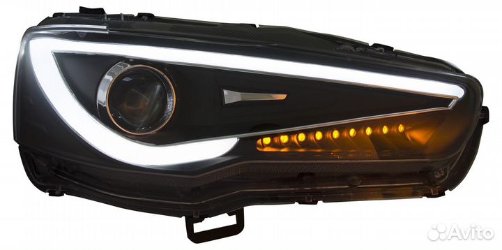 Комплект фар Lancer X под ксенон, D2S, линза