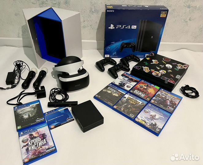 PS4 pro 2 tb + PS VR+ 9 игр