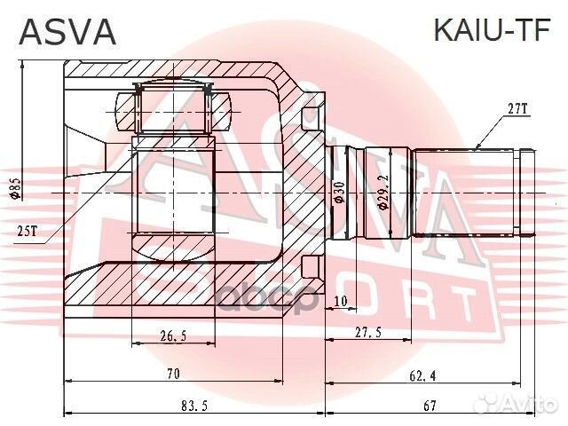 Шрус внутренний лев kaiutf asva