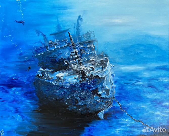 Корабль картина маслом на холсте