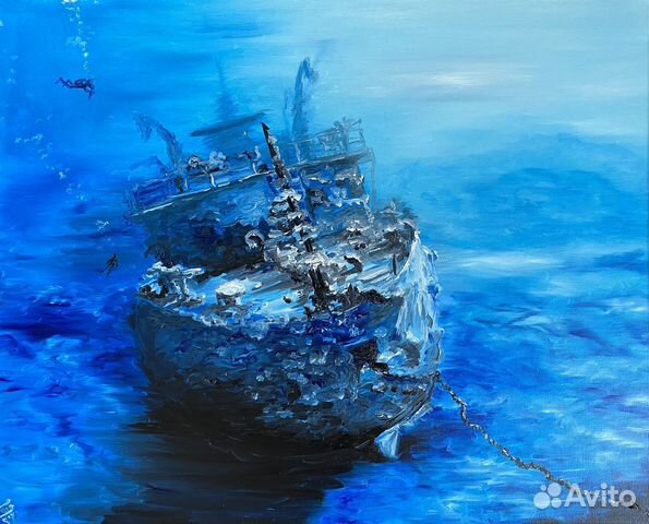 Корабль картина маслом на холсте