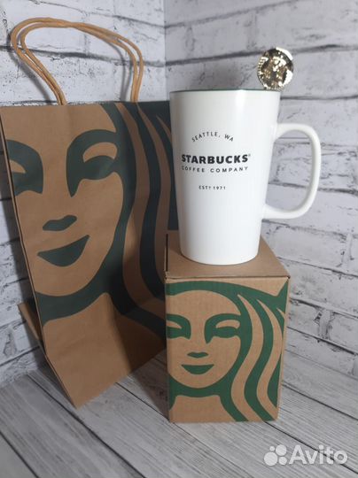 Кружка starbucks старбакс +пакет+ложка
