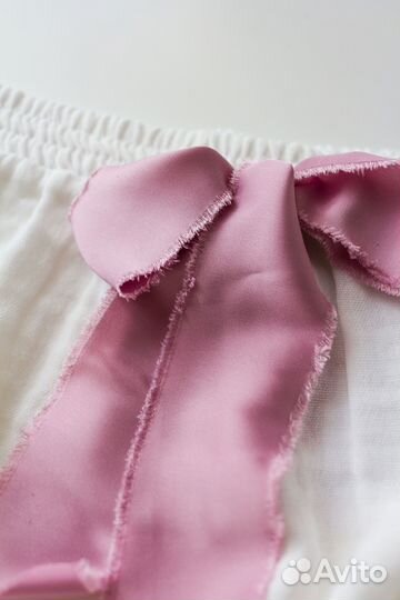 Пижамные шорты из муслина. Белый теплый