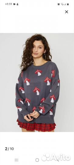 Свитщот серый с мухоморами