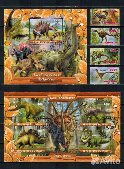 Марки. Флора и фауна. Динозавры и минералы