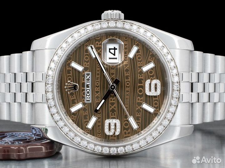 Rolex Datejust Chocolate Waves Dial Diamond Bezel