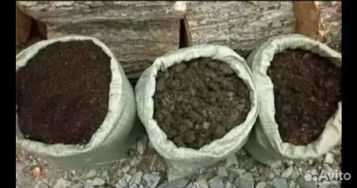 Навоз, конский, коровий - чернозем в мешках