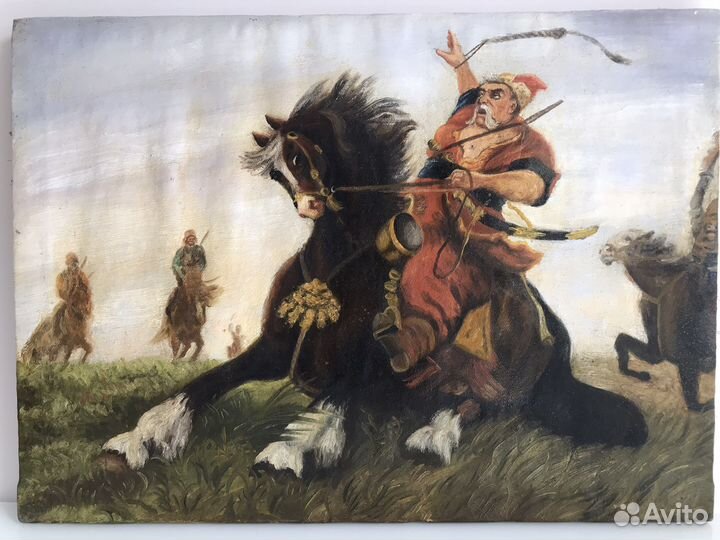 Старинная картина масло холст