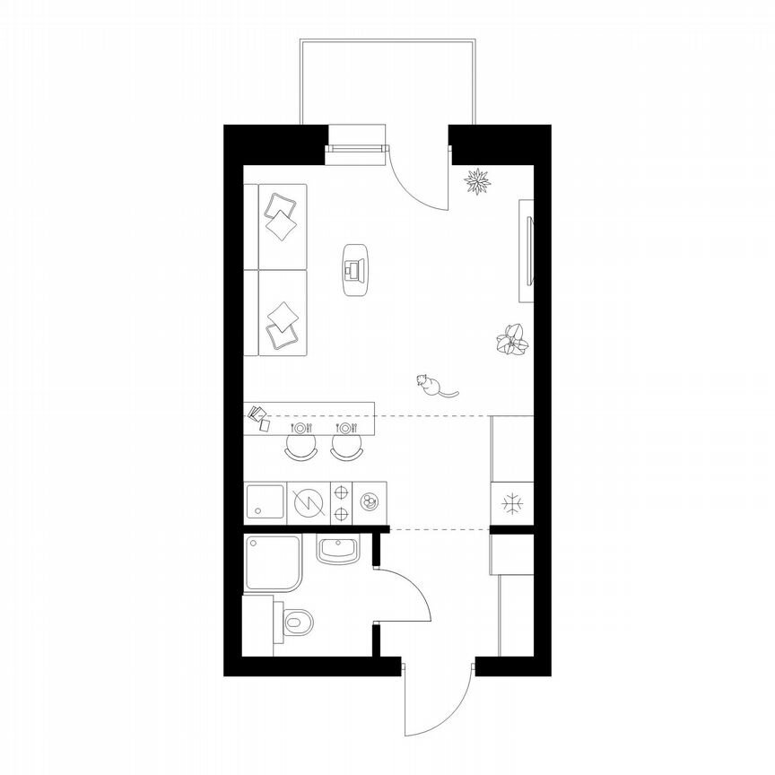 Квартира-студия, 26,1 м², 6/45 эт.