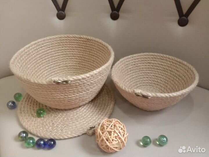 Интерьерные корзинки, салфетки, подставки