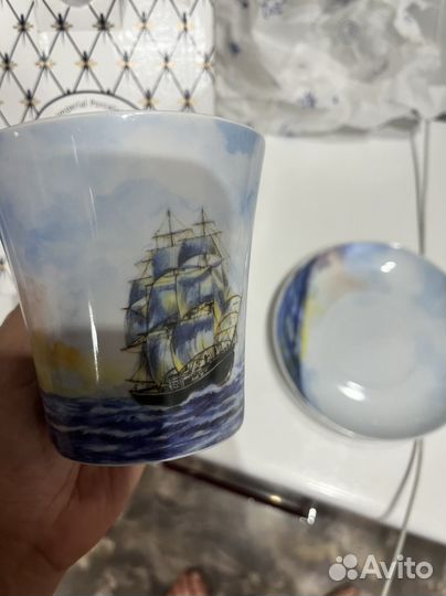 Бокал с блюдцем лфз фарфор новый