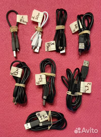 Кабель micro USB (разные, 8 штук)