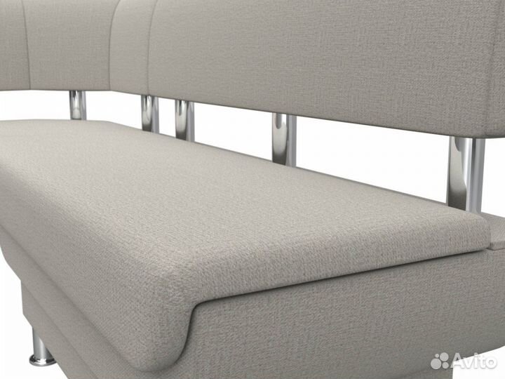 Диван кухонный угловой Альфа левый угол, рогожка, амур бежевый