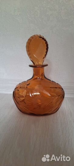 Марганцевое стекло хрусталь СССР графин и 4 бокала