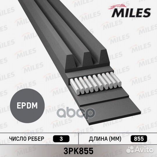 Ремень поликлиновый 3pk855 Miles