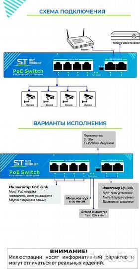 Коммутатор 8 poe + 2 порта UP-Link