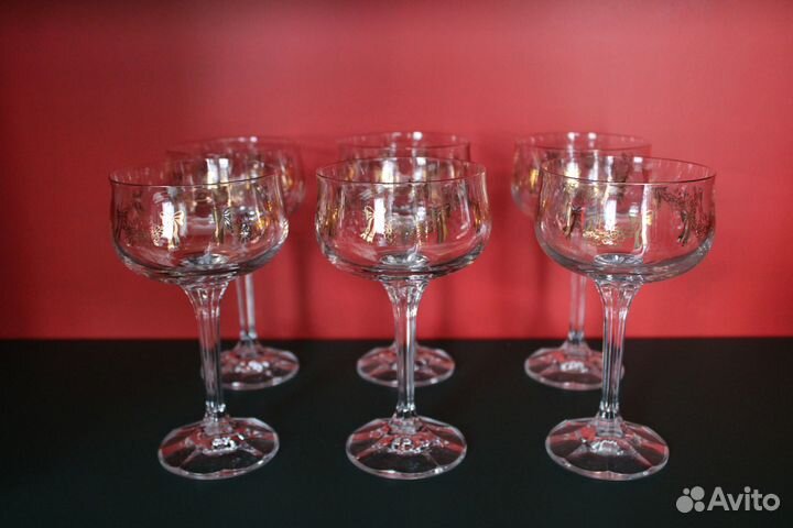 Фужеры/бокалы для шампанского. 6 шт.Чехословакия