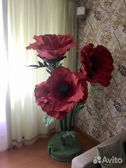 Цветы для фотозоны Ростовые цветы Маки из фоамиран