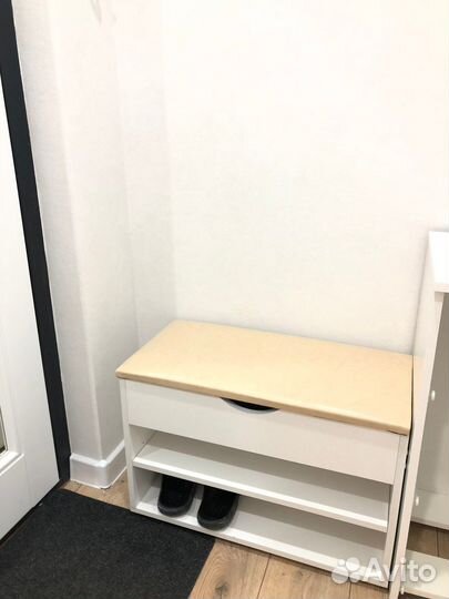 Тумба для обуви белая/ обувница с сидением