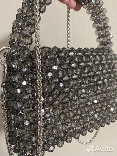 Сумка из бусин серая