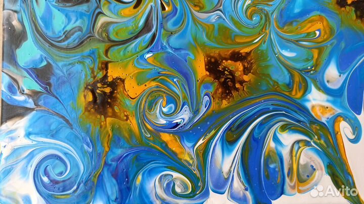 8 Дивный цветок. Картина Флюид арт (жидкий акрил)