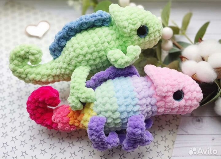 Вязаная игрушка Хамелеон, плюшевый Хамелеон