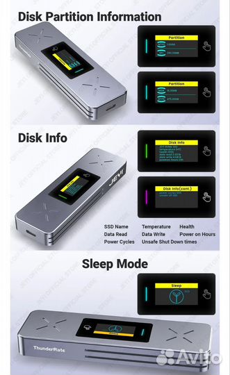 Корпус для SSD M2 с экраном 10 Гбит/с