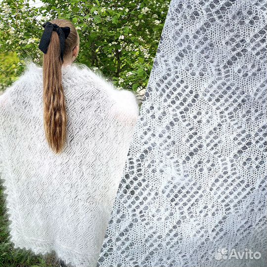 Пуховые белые платки шали