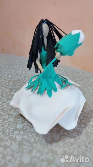 Поделка, кукла с розой ручная работа